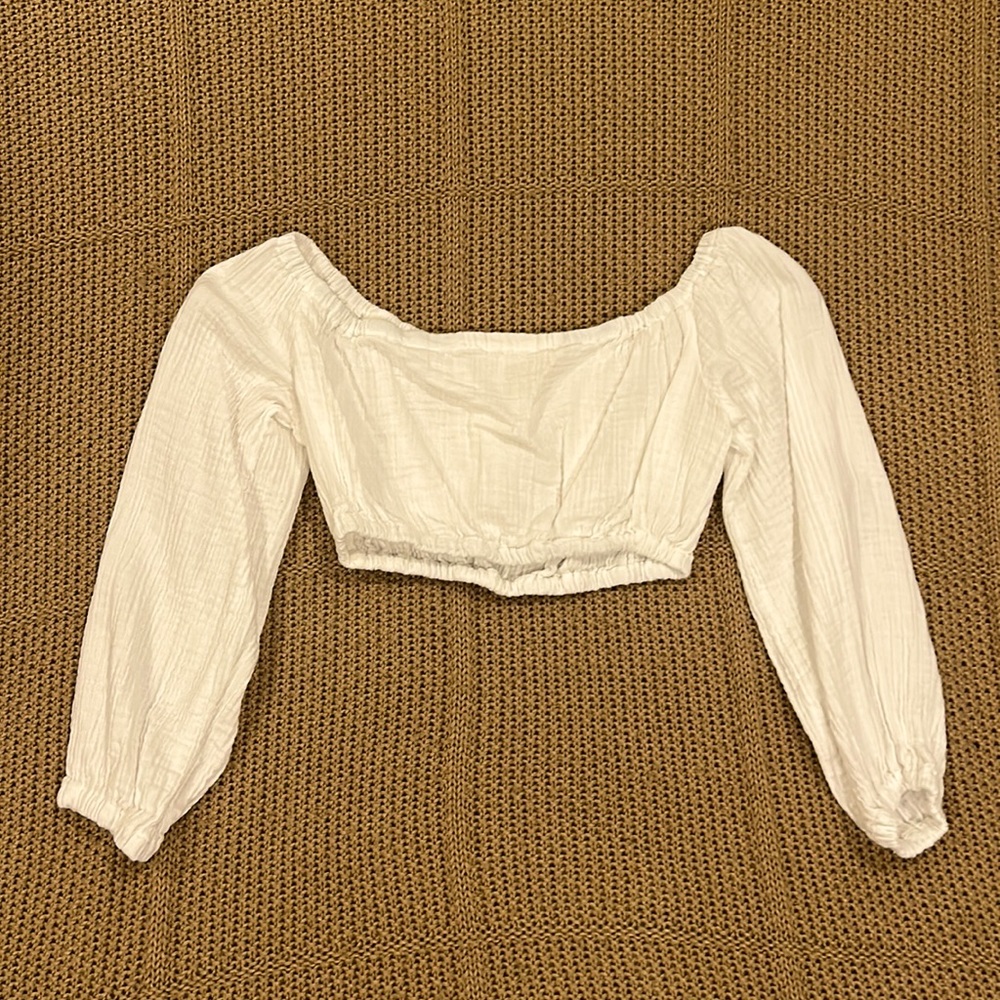 Lotus & Luna Cropped White Blouse Size S